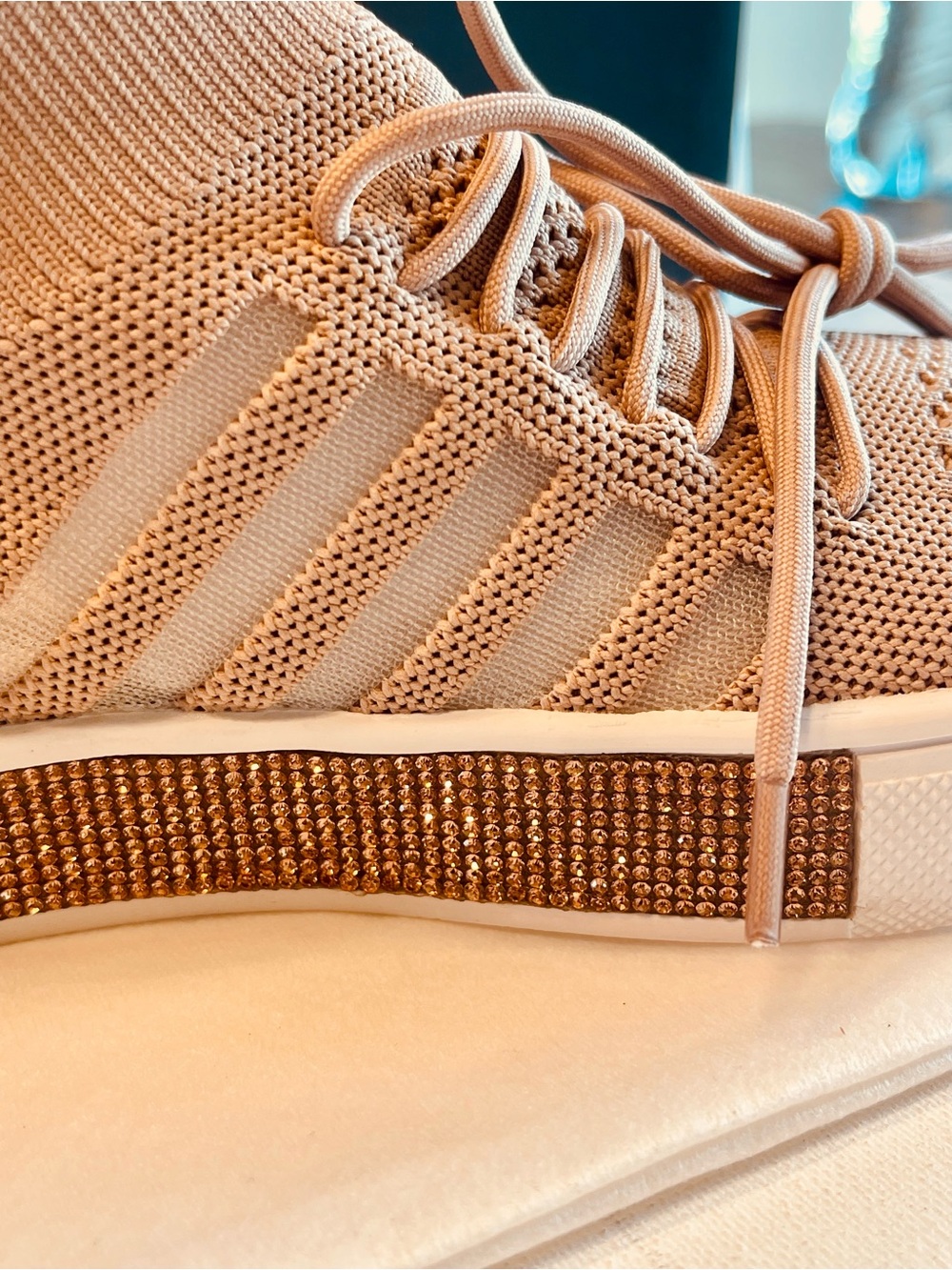 NIB BERNIE MEV BERNICE ROSE GOLD MEMORY FOAM KNIT BEDAZZLED SIDE SOLE SNEAKER 7 - Picture 6 of 15
